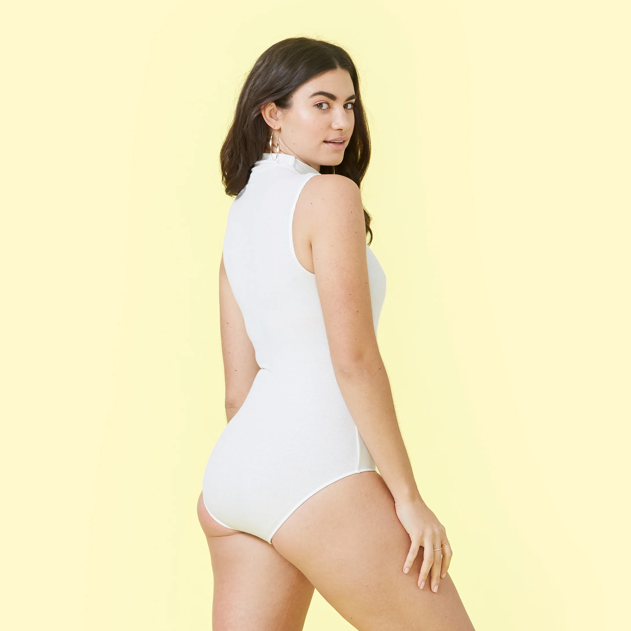 The Sleeveless Day to Night Bodysuit - White Sand - Image 3