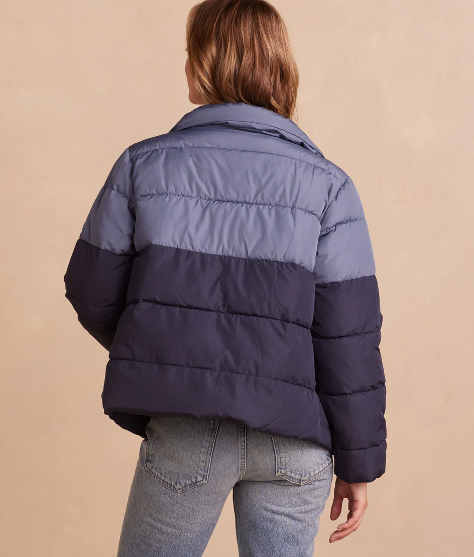 The Colorblock Eco Puffer Jacket - Midnight & Slate - Image 2