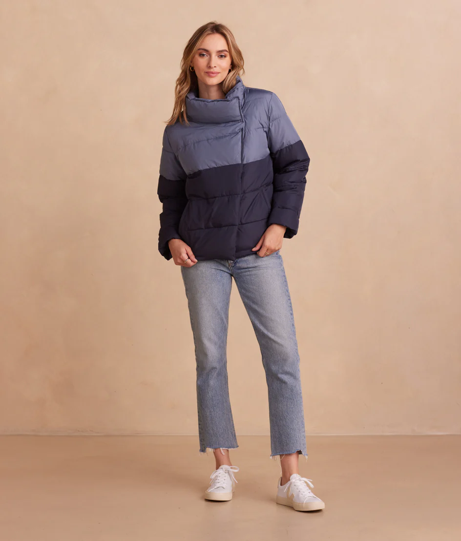 The Colorblock Eco Puffer Jacket - Midnight & Slate - Image 3