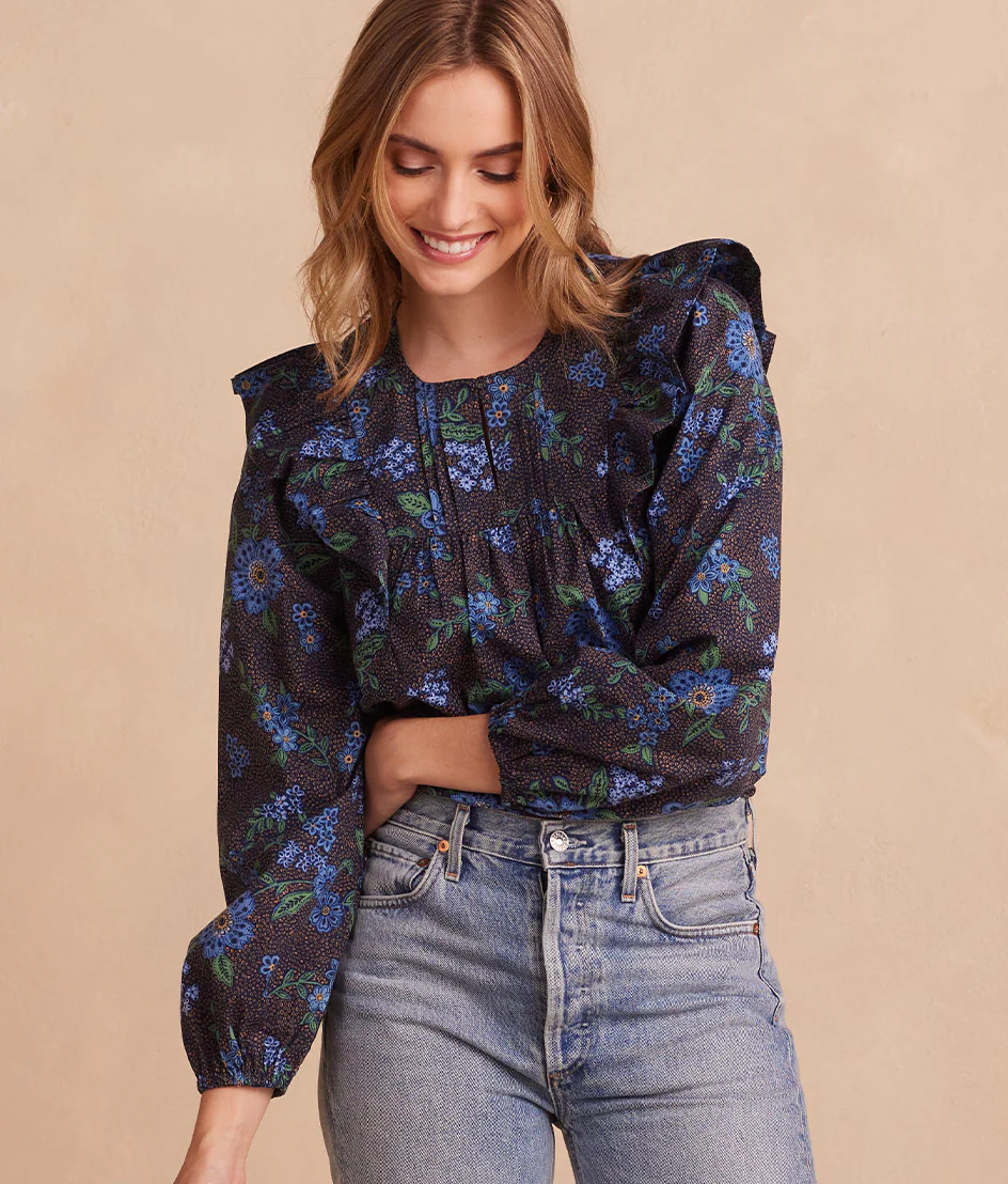 The Countryside Poplin Ruffle Blouse - Main