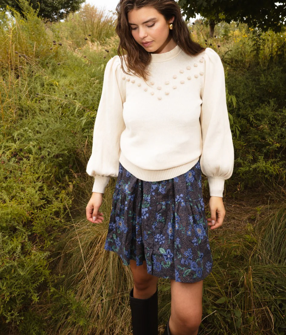 The Countryside Poplin Tiered Shirtdress - Rustic Floral in Midnight - Image 5