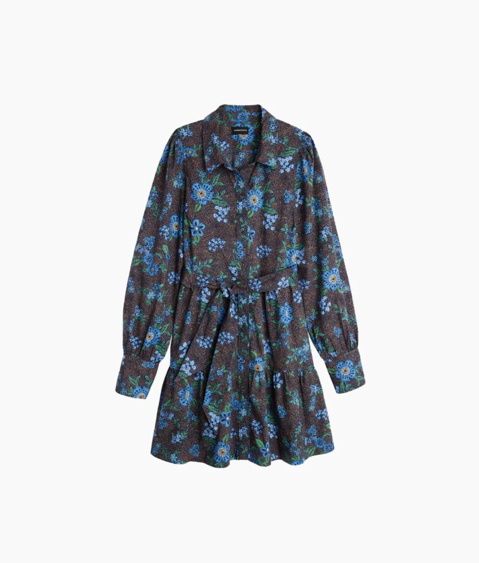 The Countryside Poplin Tiered Shirtdress - Rustic Floral in Midnight - Image 6