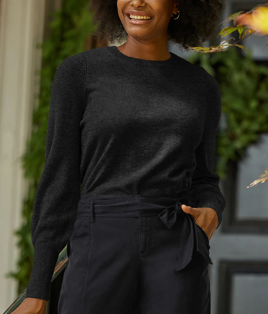 The Coziest Cashmere Blend Bishop-Sleeve Sweater - Main - Image 4