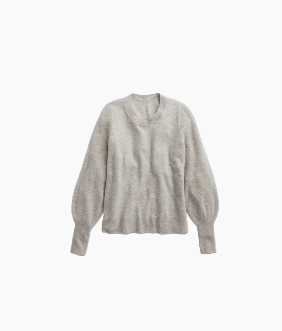 The Coziest Cashmere Blend Bishop-Sleeve Sweater - Wolf - Image 5