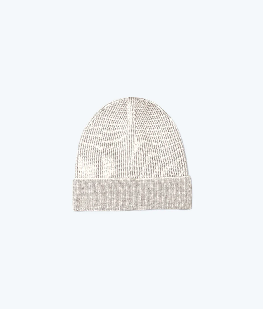 The Coziest Cashmere Blend Hat - Wolf & White Sand - Image 5
