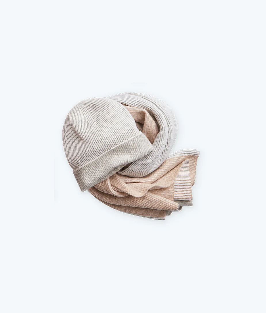 The Coziest Cashmere Blend Hat - Wolf & White Sand - Image 6