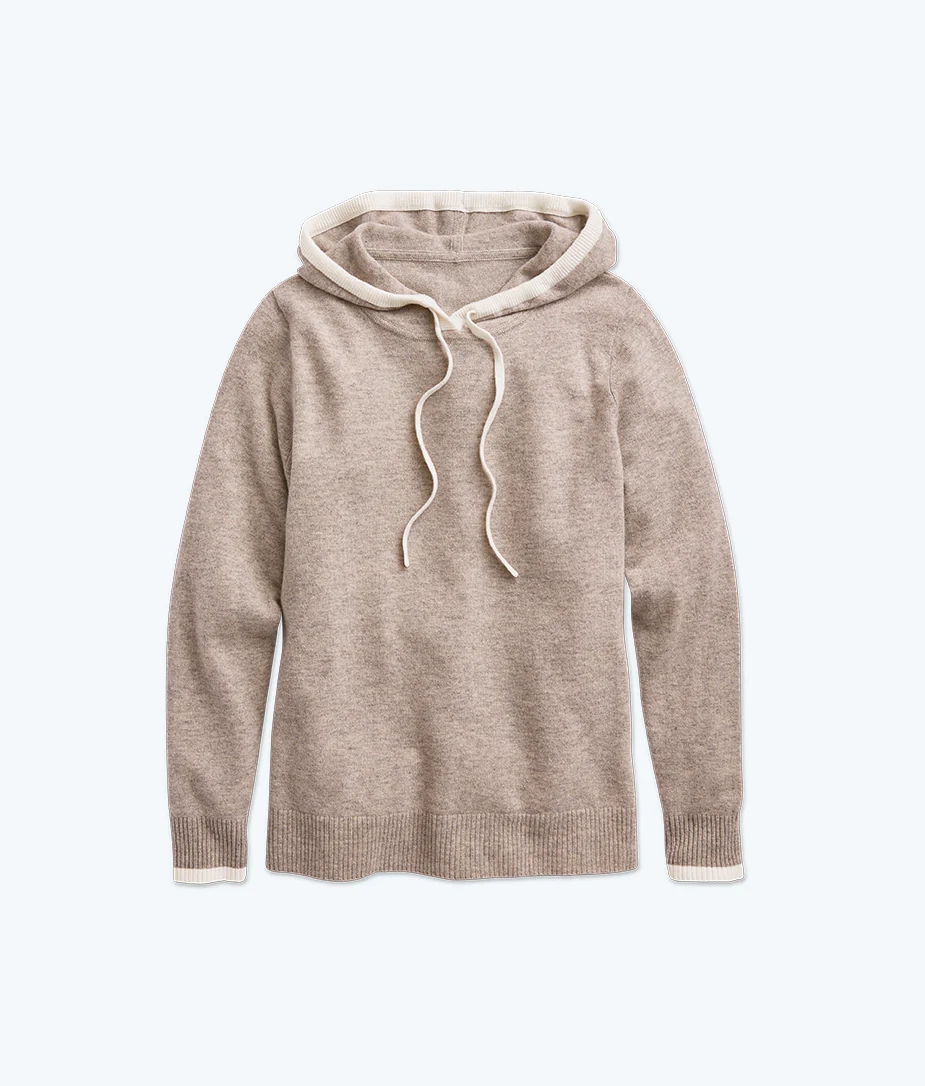 The Coziest Cashmere Blend Hoodie - Toffee & White Sand - Image 6