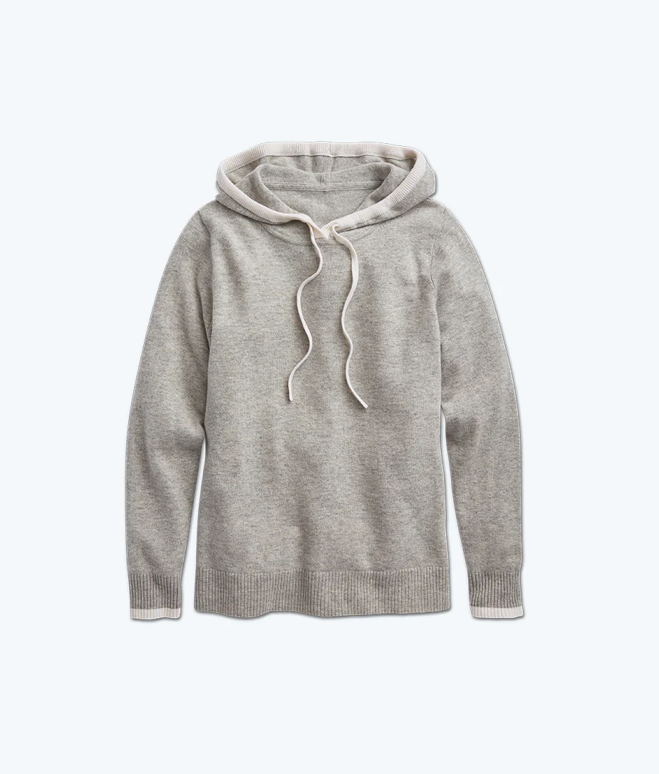 The Coziest Cashmere Blend Hoodie - Wolf & White Sand - Image 3