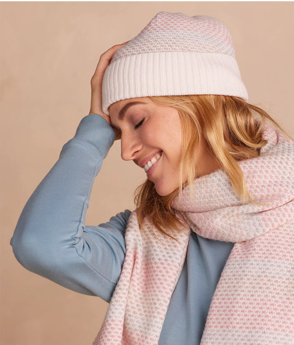 The Coziest Cashmere Blend Soft Stripe Hat - Pastel Soft Stripe - Image 3