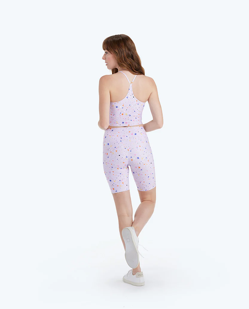 The Do-It-All High Rise Biker Shorts - Paint Splatter in Lilac - Image 3