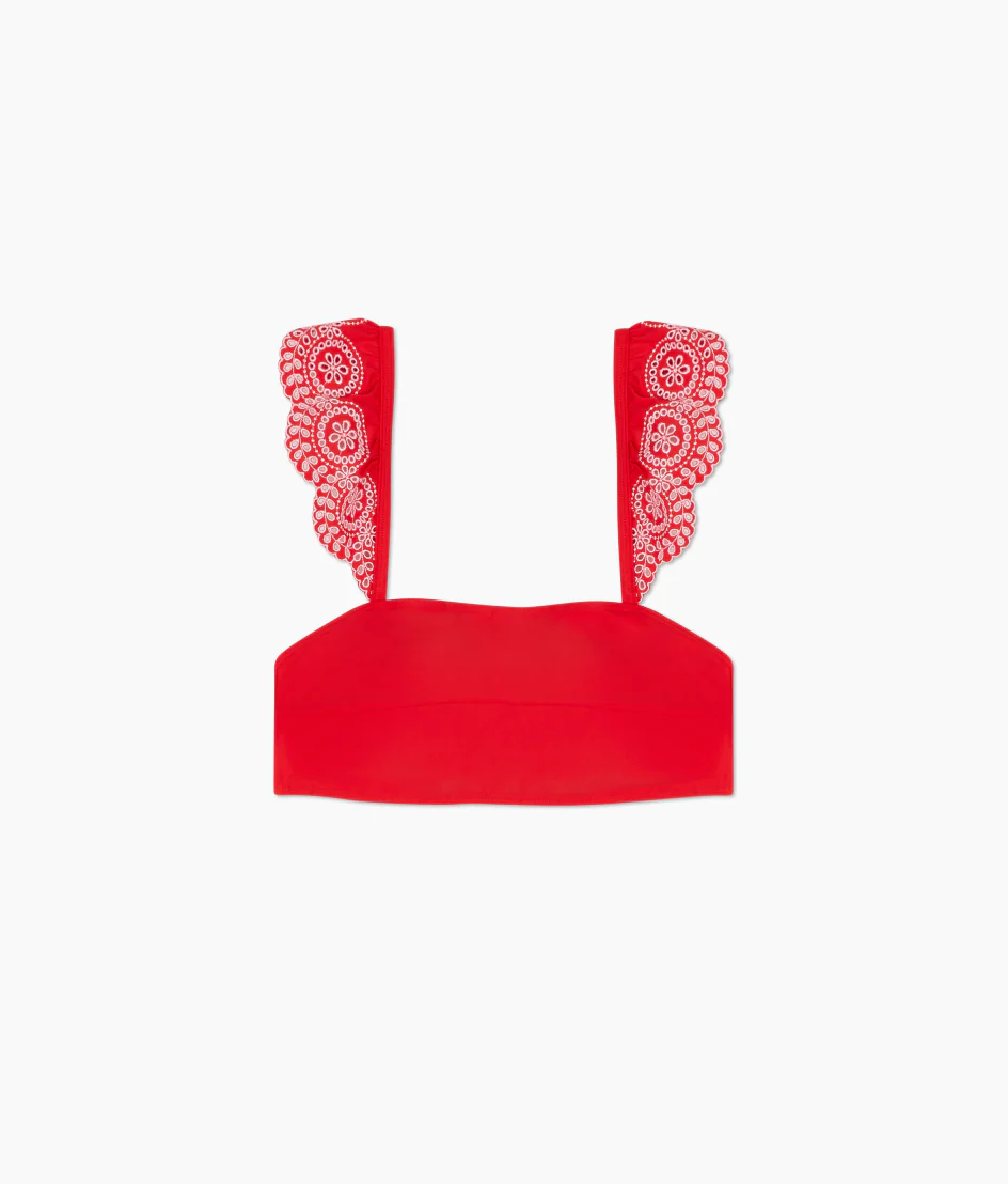 The Eyelet Ruffle Oasis Top - Lava - Image 5