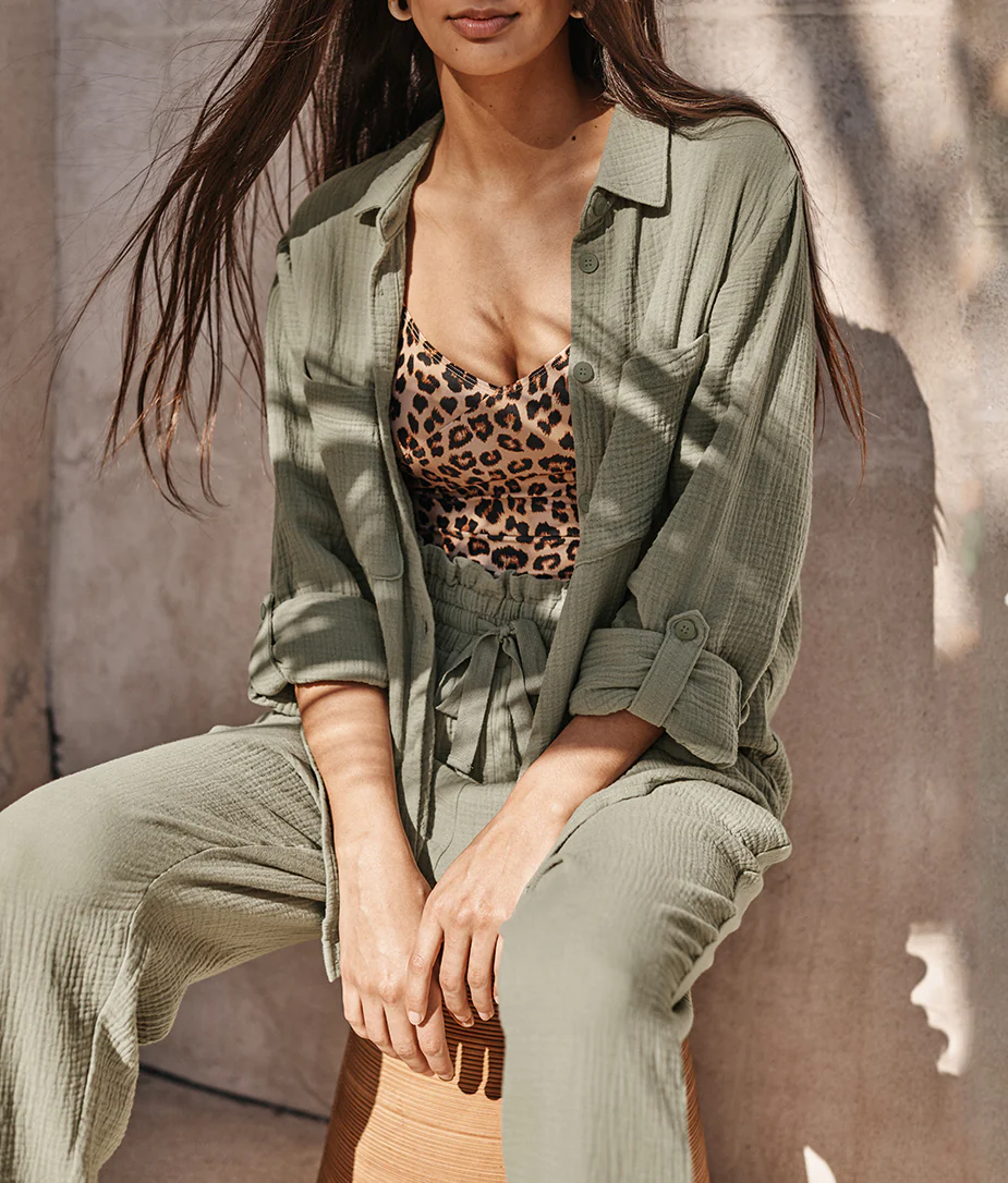 The Going Places Gauze Drawstring Pant - Agave - Image 4