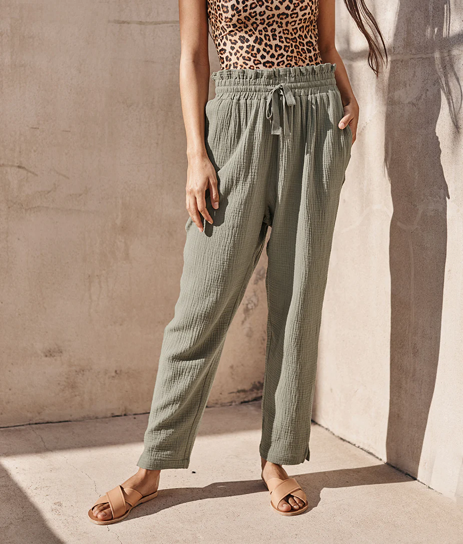 The Going Places Gauze Drawstring Pant - Agave - Image 5