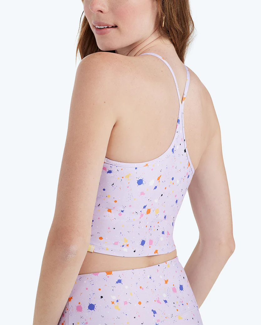 The High Neck Midi Sports Bra Tank - Paint Splatter in Lilac - Image 5