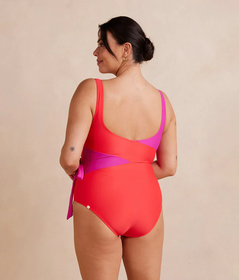 The Long Torso Perfect Wrap One Piece - Hibiscus & Grapefruit - Image 2