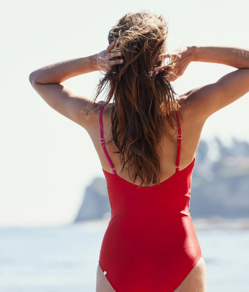 The Long Torso Sea Breeze Cutout One-Piece - Lava & Hibiscus - Image 3