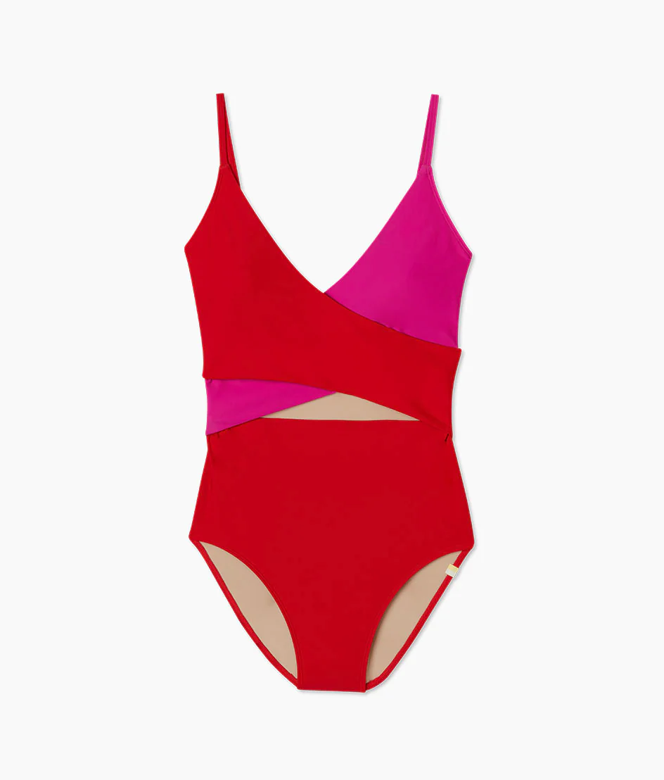 The Long Torso Sea Breeze Cutout One-Piece - Lava & Hibiscus - Image 6