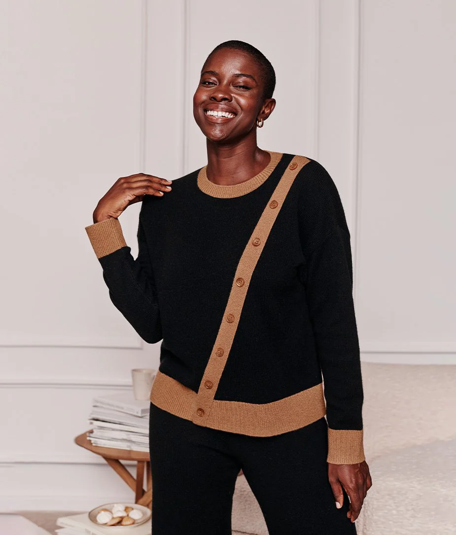 The Luxe Cashmere Blend Button Crewneck - Main - Image 3