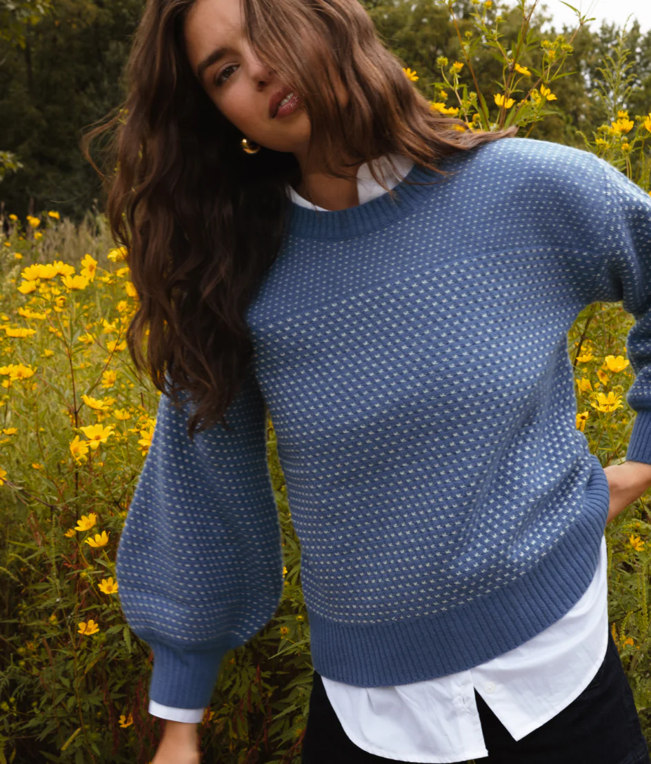 The Luxe Cashmere Blend Mix Stitch Sweater - Admiral & Dune - Image 3