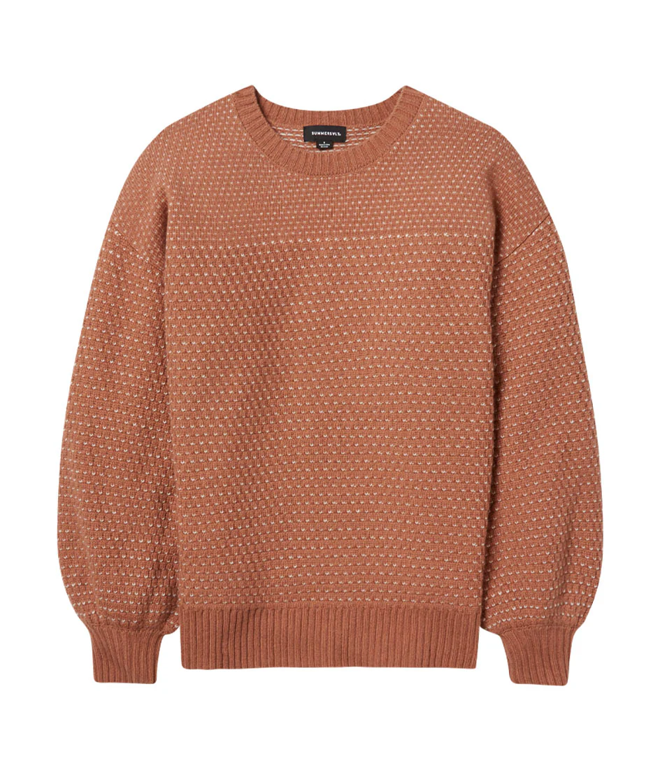 The Luxe Cashmere Blend Mix Stitch Sweater - Praline & White Sand - Image 3