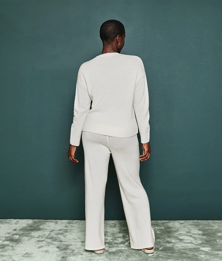 The Luxe Cashmere Blend Sweater Pant - White Sand - Image 2