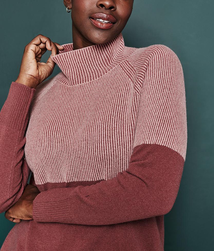 The Luxe Cashmere Blend Two-Tone Sweater - Main - Image 3