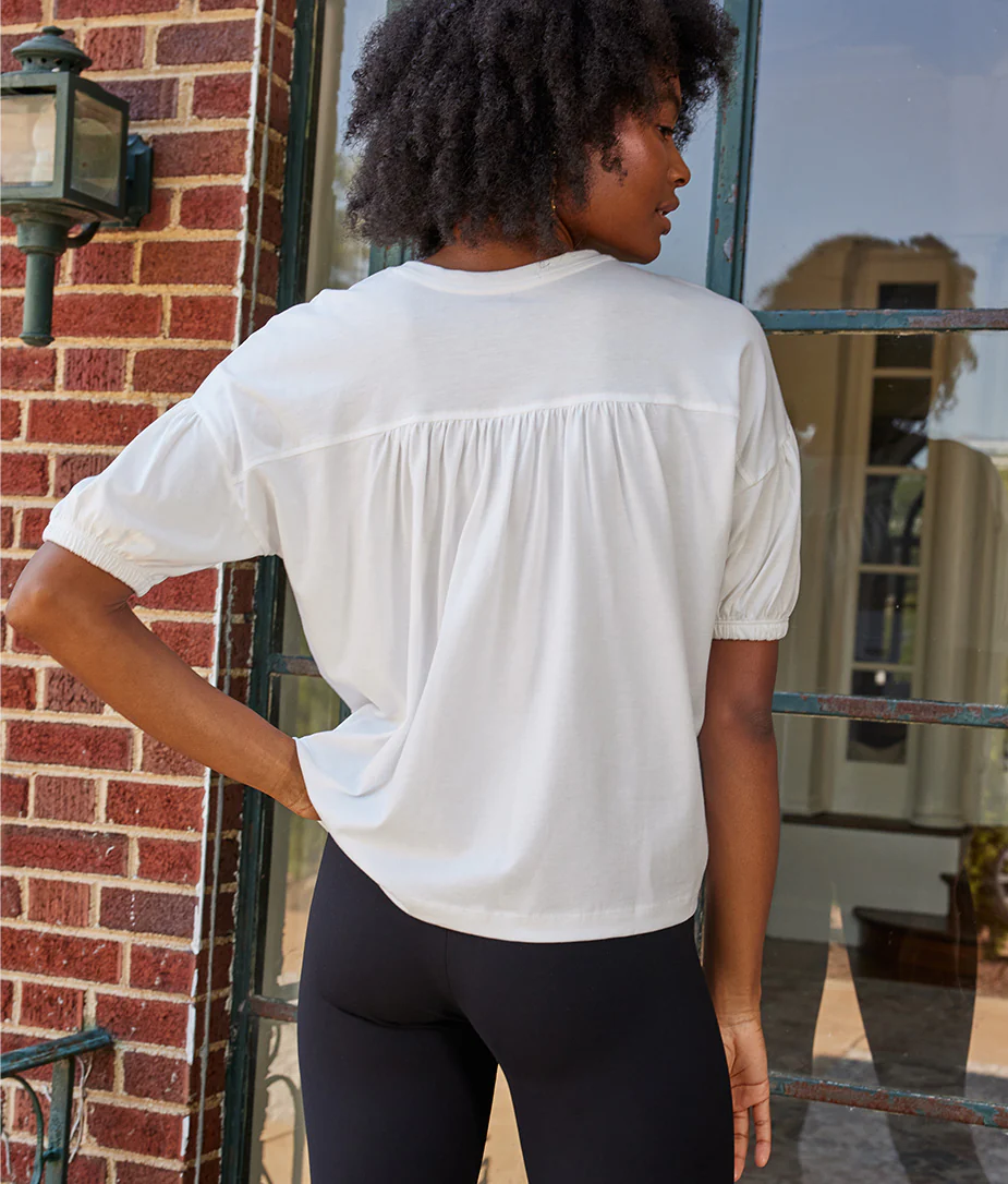 The Luxe Pima Breezy Tee - White Sand - Image 3