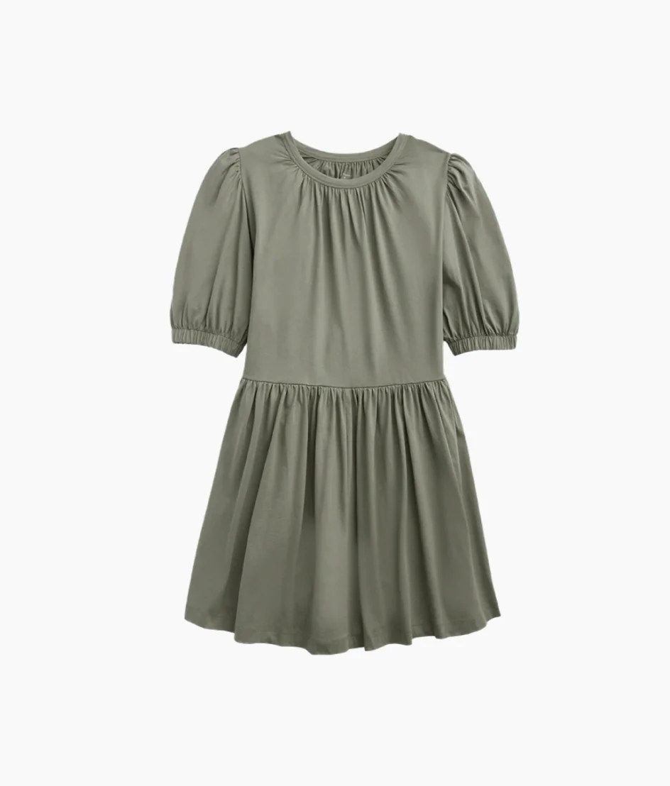 The Luxe Pima Puff-Sleeve Mini Dress - Agave - Image 6