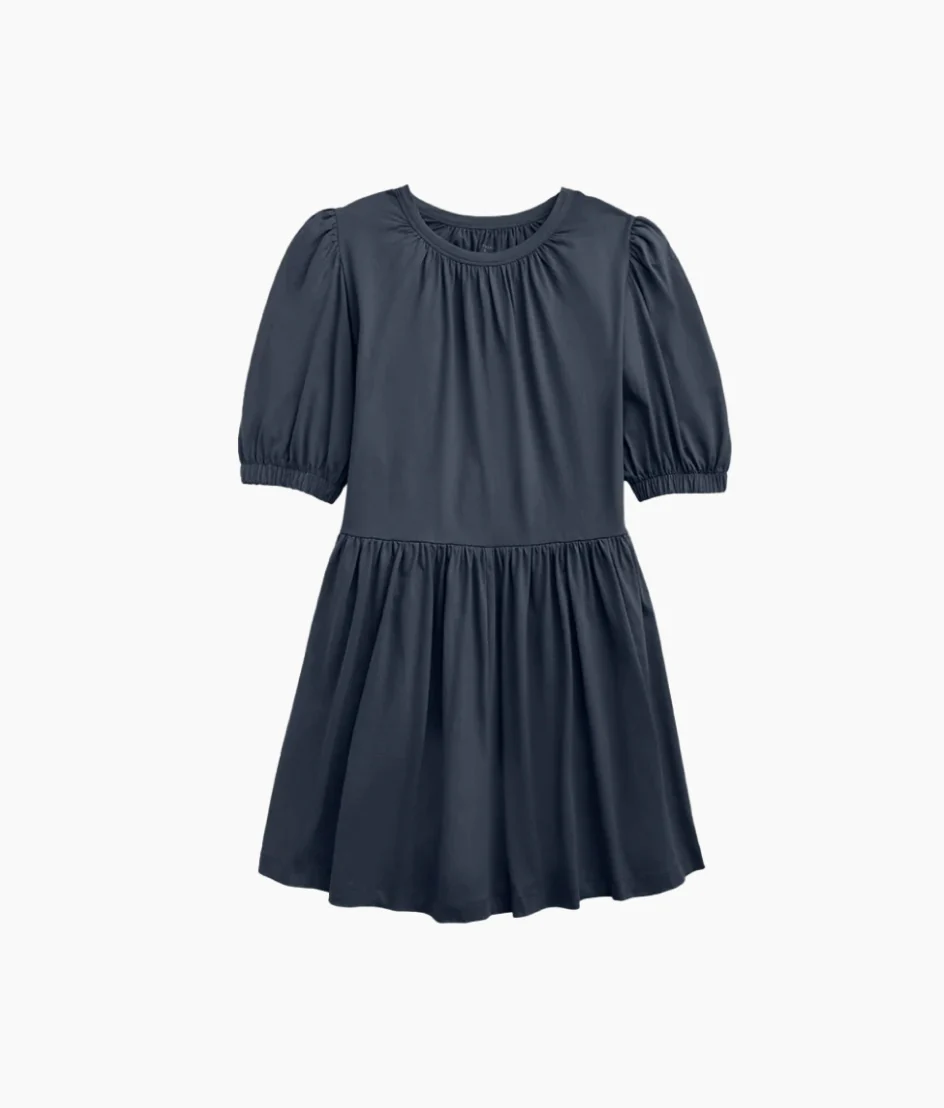 The Luxe Pima Puff-Sleeve Mini Dress - Midnight - Image 3