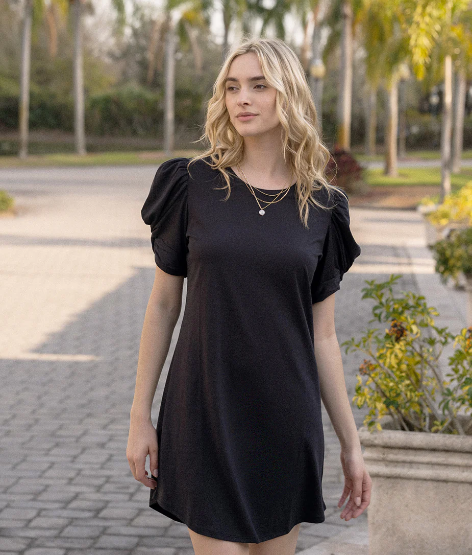 The Luxe Pima Twist-Sleeve T-Shirt Dress - Main - Image 2