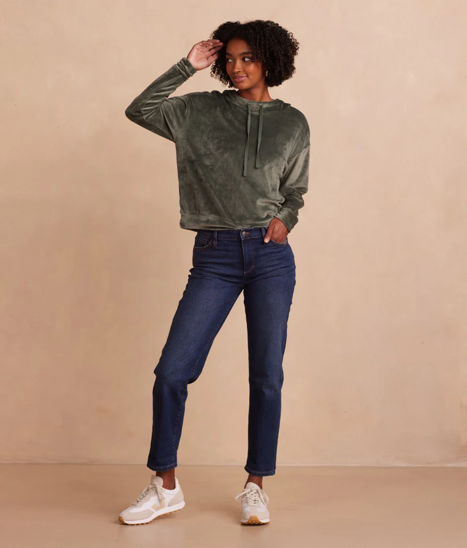 The Plush Velour Hoodie - Olive - Image 2