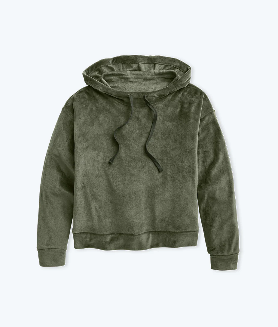 The Plush Velour Hoodie - Olive - Image 6