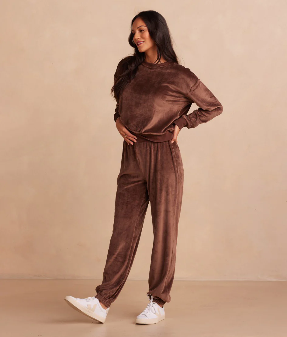 The Plush Velour Jogger - Chocolate - Image 4