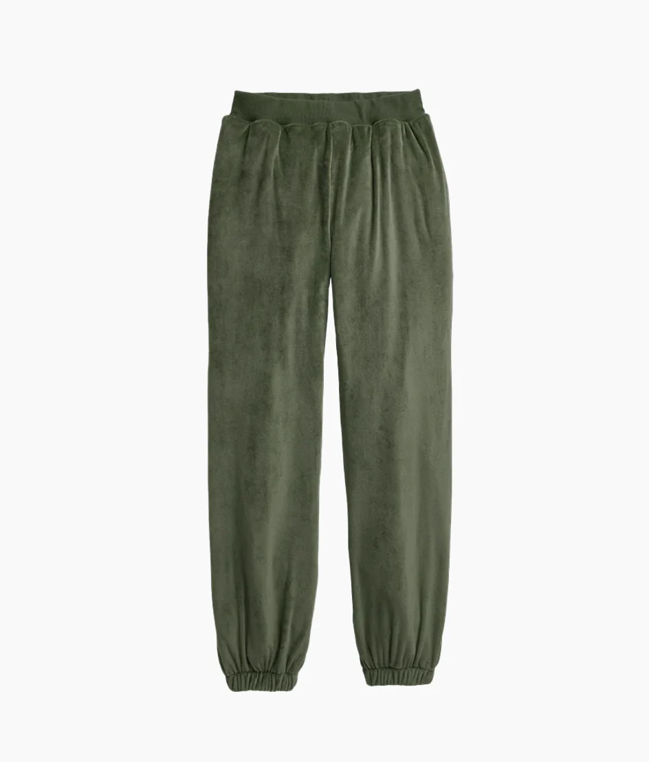 The Plush Velour Jogger - Olive - Image 5
