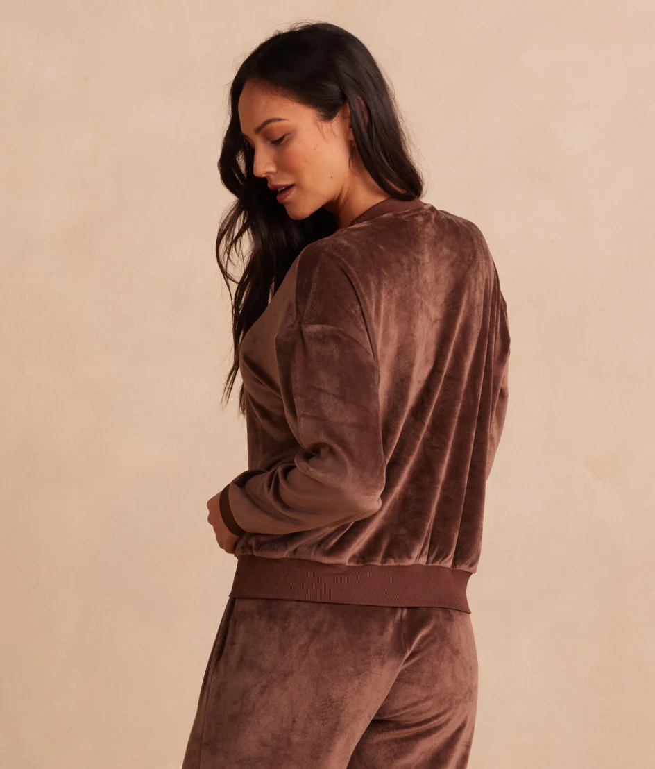 The Plush Velour Relaxed Crew - Chocolate - Image 5