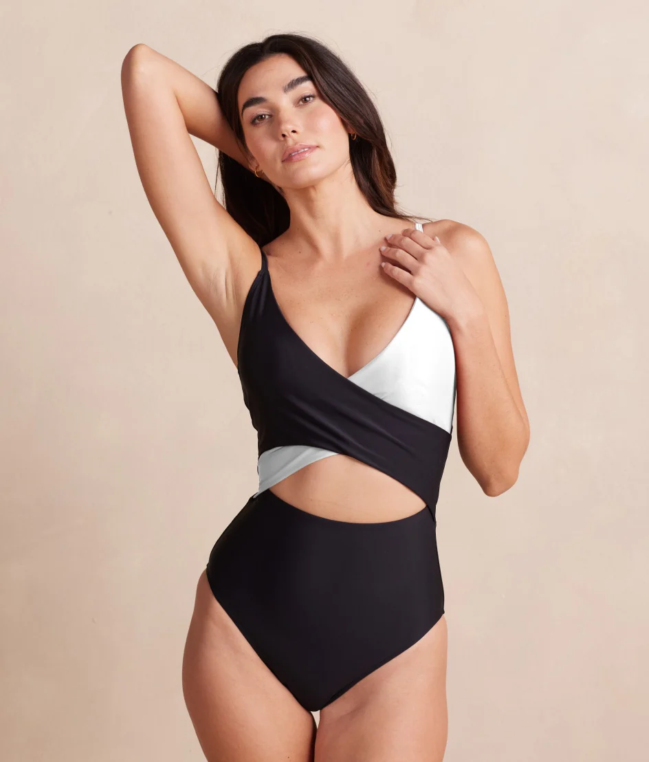 The Sea Breeze Cutout One-Piece - Sea Urchin & White Sand - Image 2