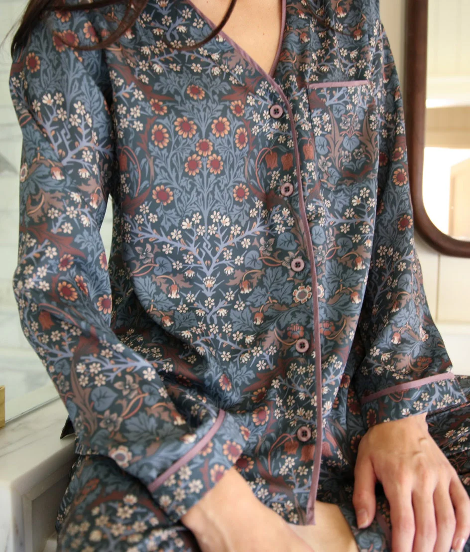 The Silky Luxe Pajama Set - Blackthorn in Dark Indigo - Image 2