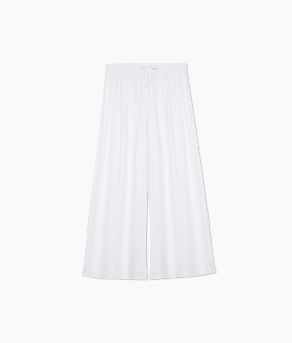 The Silky Luxe Palazzo Pants with Ties - Cloud White - Image 4