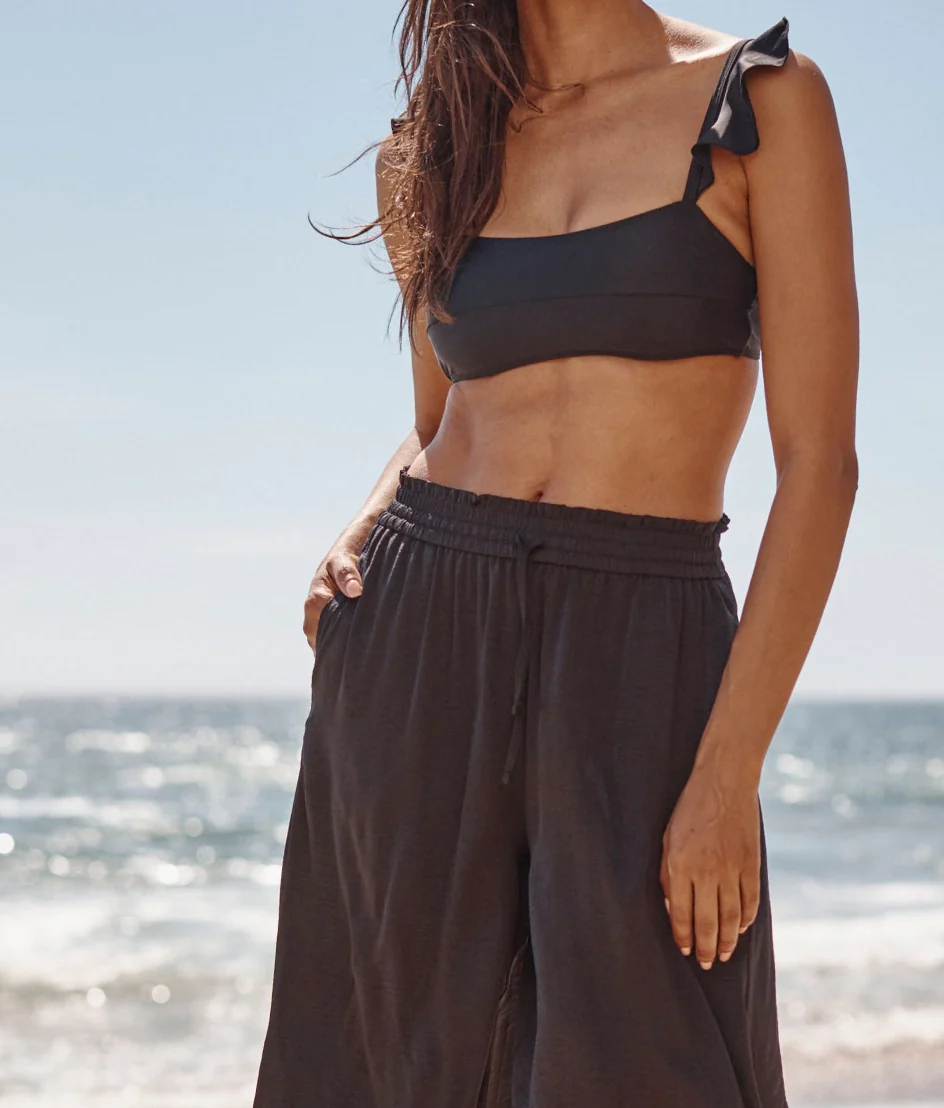 The Silky Luxe Palazzo Pants with Ties - Sea Urchin - Image 2