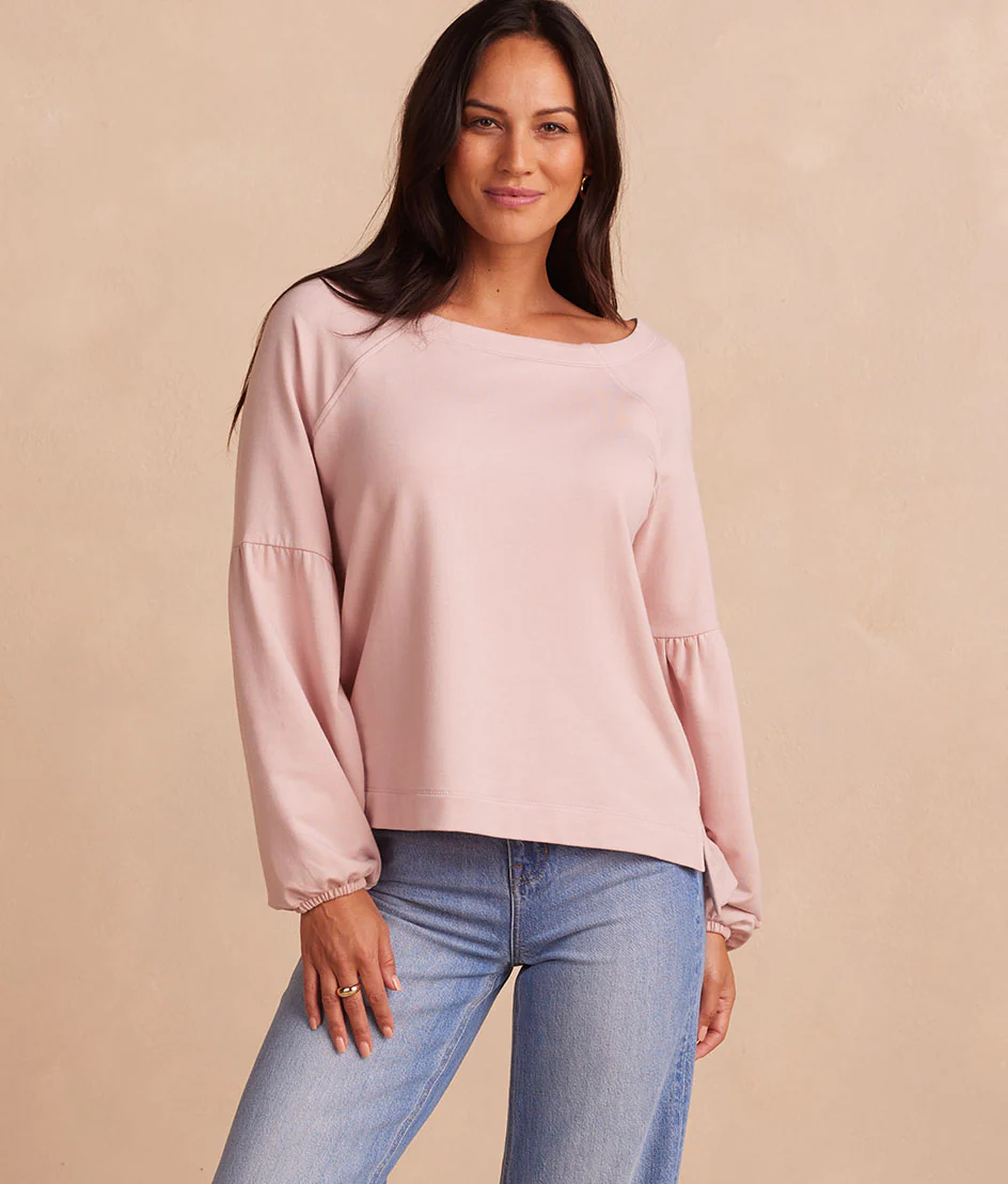 The Softest French Terry Boatneck Pullover - Petal - Image 2