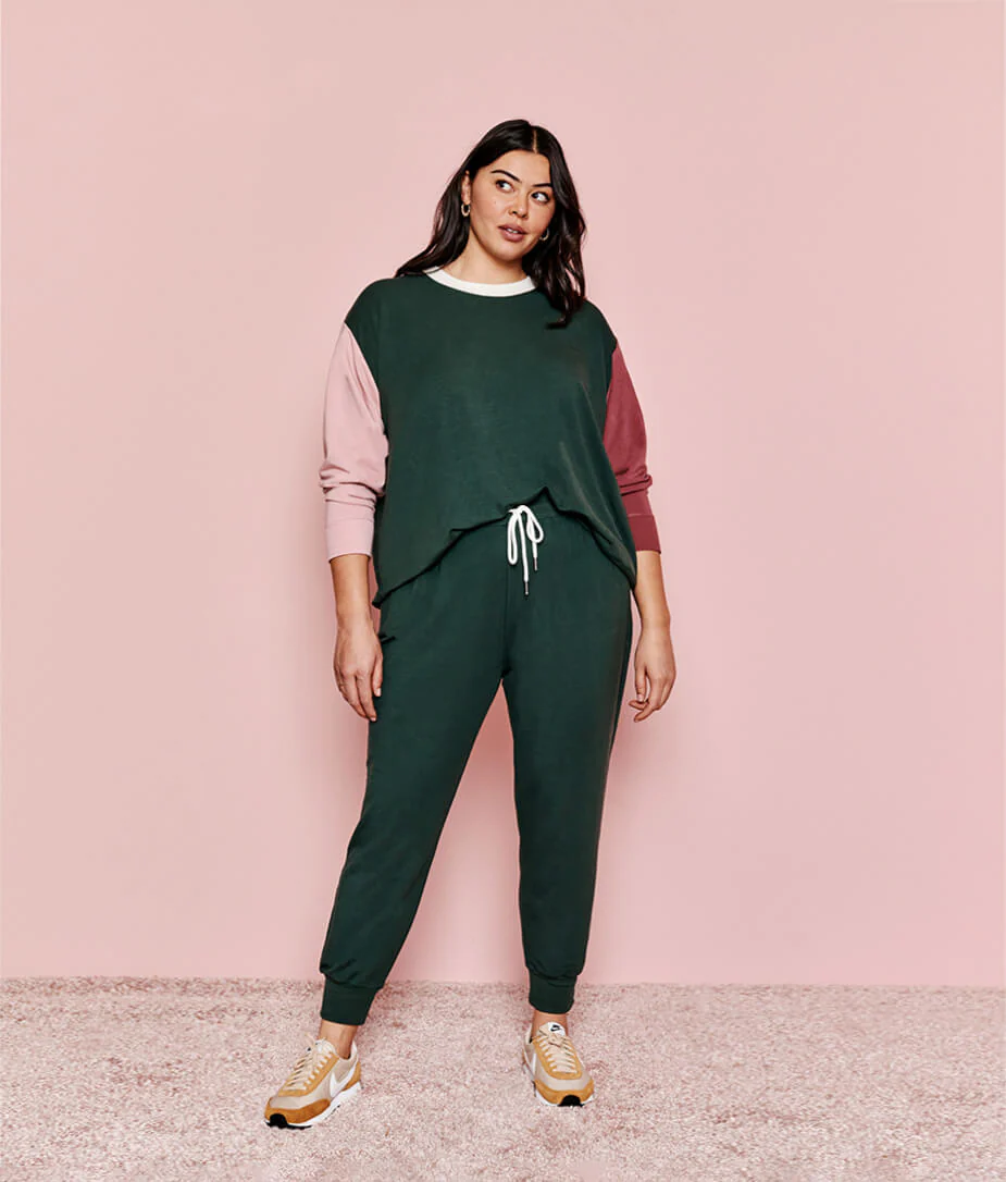 The Softest French Terry Relaxed Colorblock Crew - Main - Image 2
