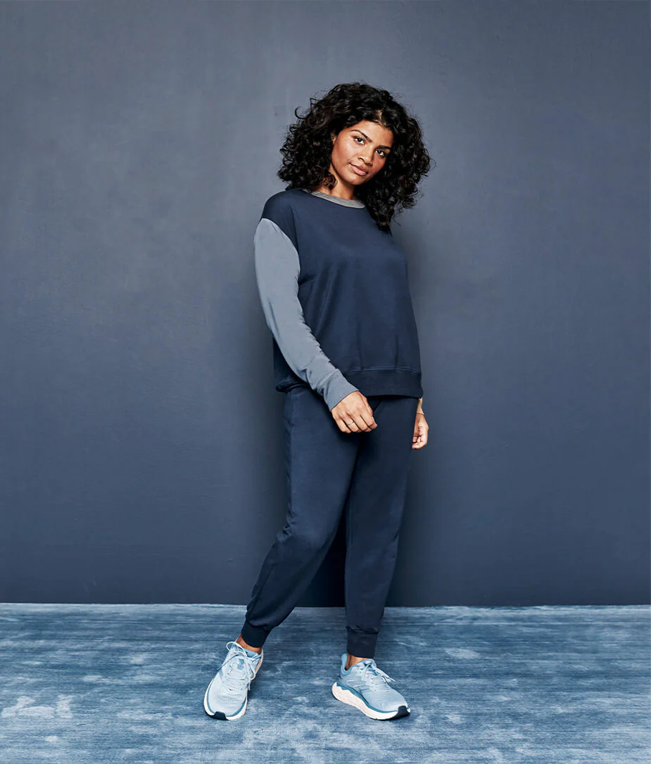 The Softest French Terry Relaxed Colorblock Crew - Main - Image 4