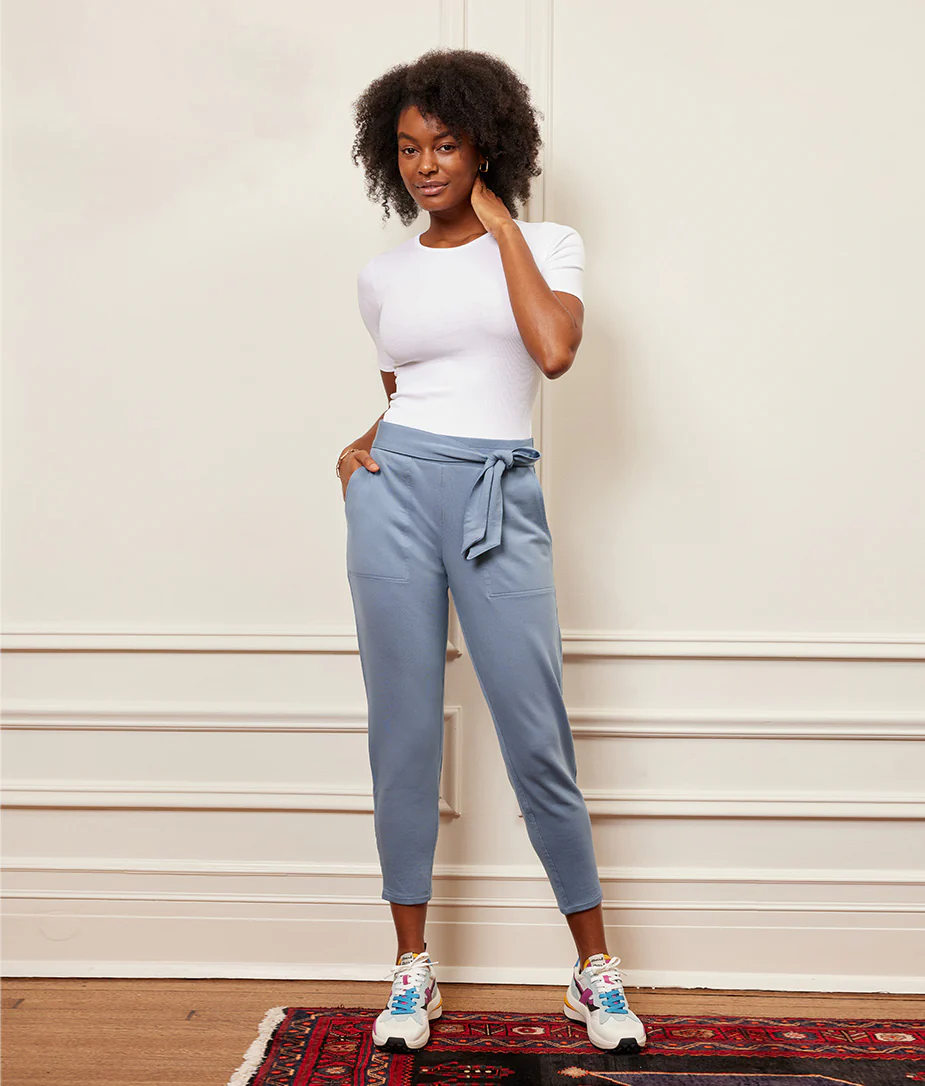 The Softest French Terry Tie-Waist Pant - Slate - Image 6