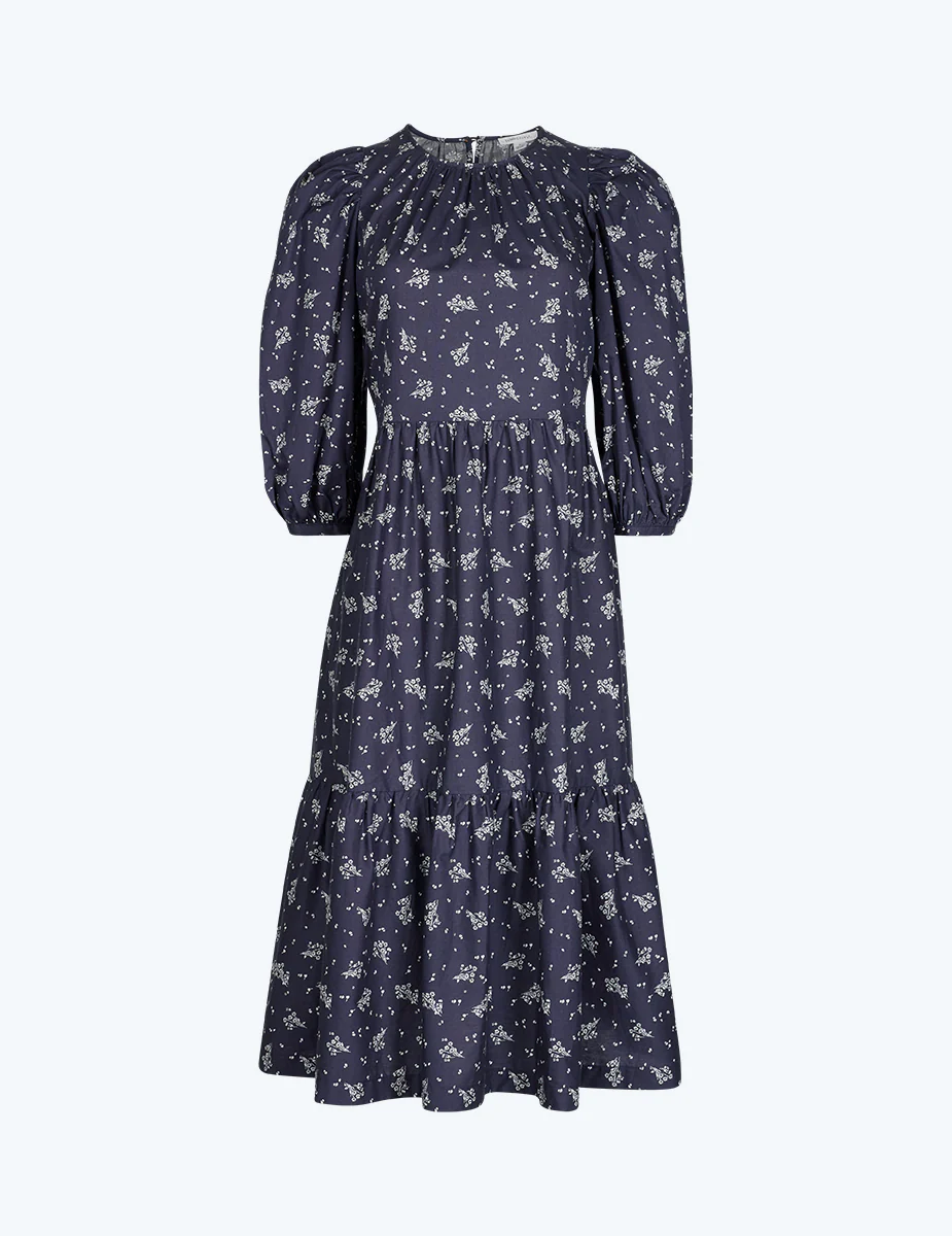 The Tiered Midi Dress - Cottage Floral in Midnight - Image 3