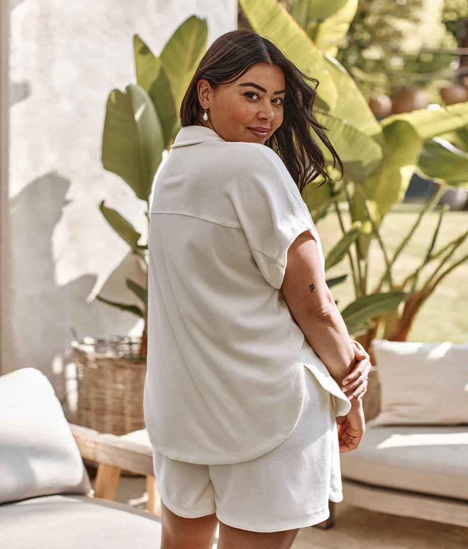 The Towel Terry Button-Down Shirt - White Sand - Image 5