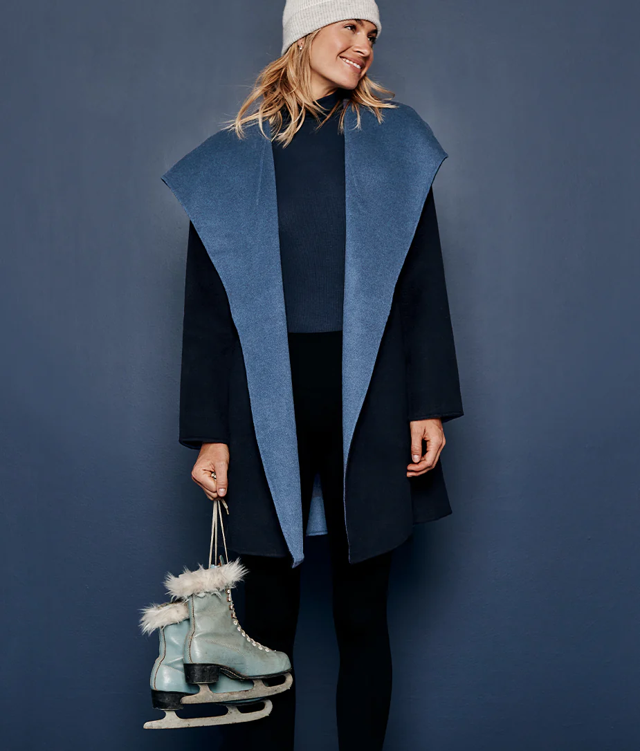 The Warmest Wool Wrap Coat - Midnight & Slate - Image 5