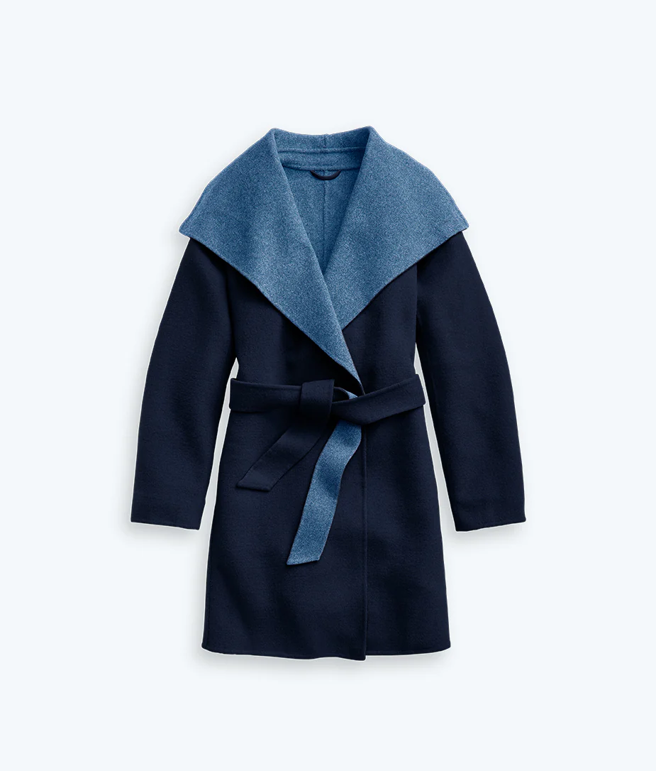 The Warmest Wool Wrap Coat - Midnight & Slate - Image 6