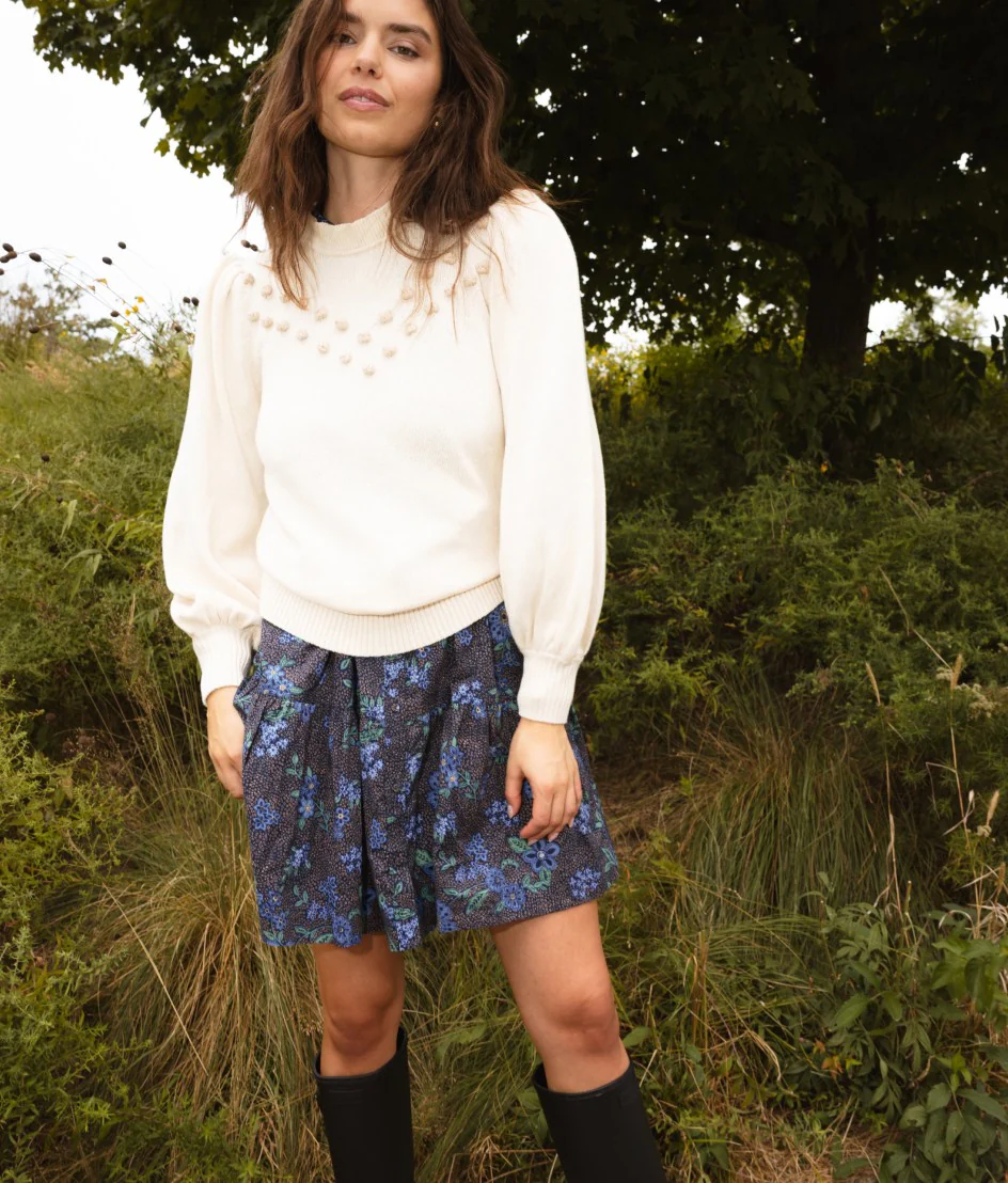 The Year-Round Balloon Sleeve Pompom Sweater - Dune - Image 2